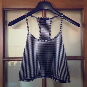 Black and white striped crop top (S)